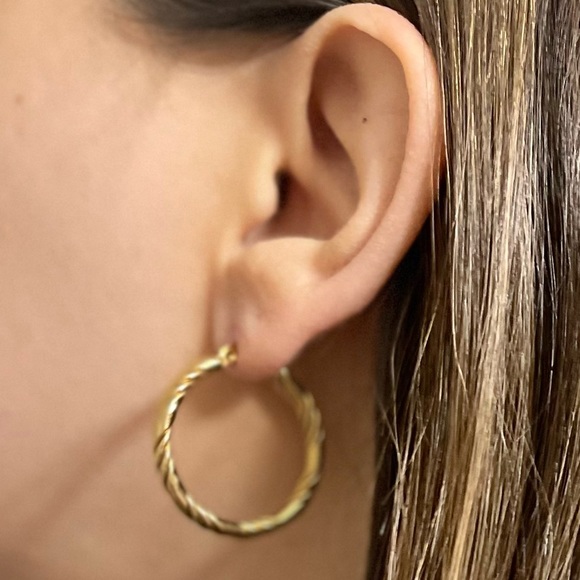 Stainless Steel 18K Gold Plating Hoop Earrings - Picture 3 of 3